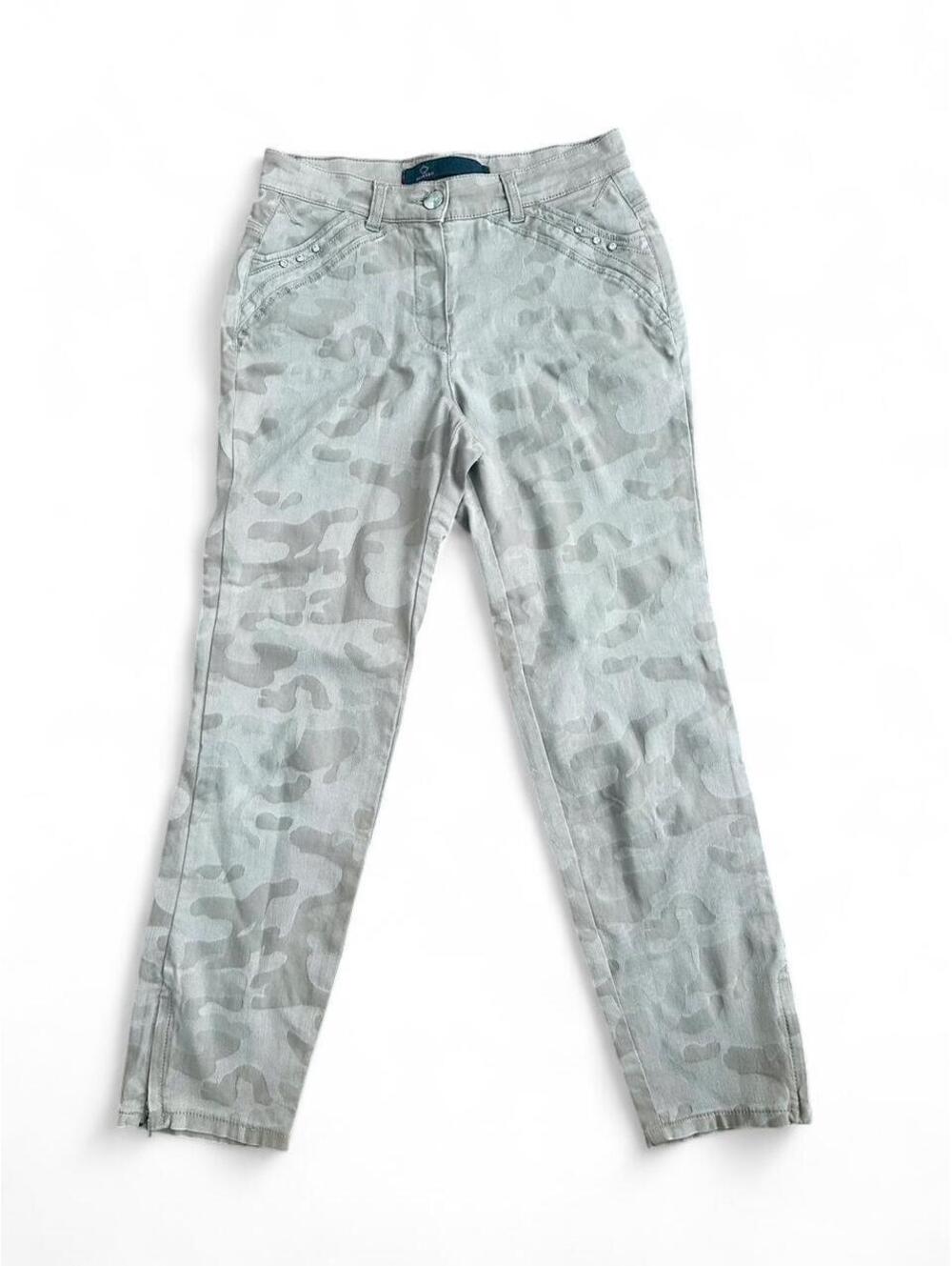 Dismero cream camouflage jeans bootcut zipper with rhinestones